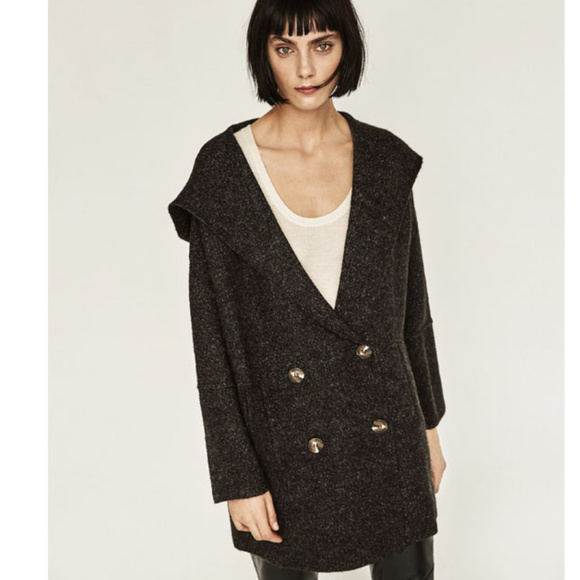 Zara Sweaters - Zara Double Breasted Over Size Hooded Cardigan